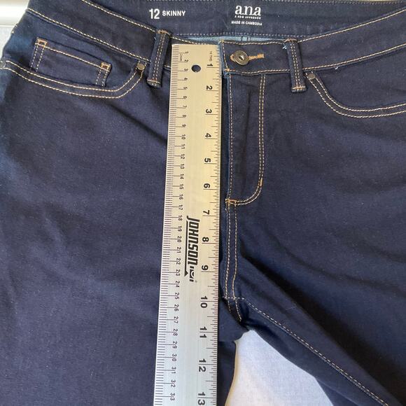 Ana Women Skinny Jeans size 12 US Dark Blue Mid Rise Stretch Boot Cut - Picture 5 of 11